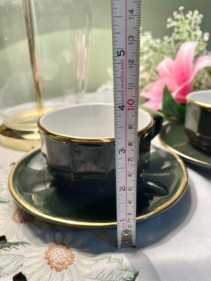 APILCO France Green & Gold Porcelain Cup & Saucer Set