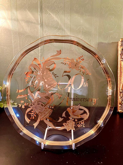 20th Anniversary Glass Decorative Plate 10 Inch