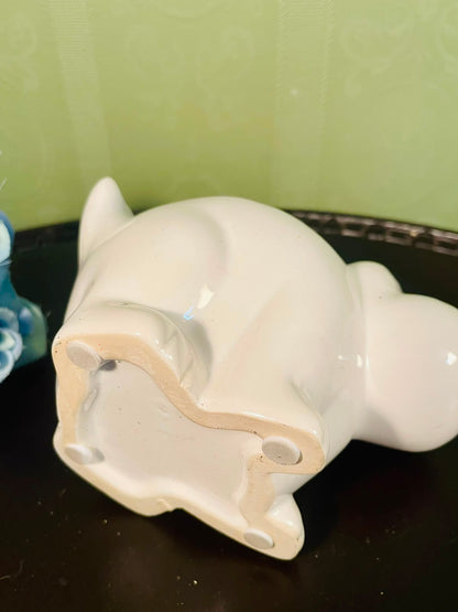 White Ceramic Hippo Planter – Whimsical Animal Decor, 4 Inch