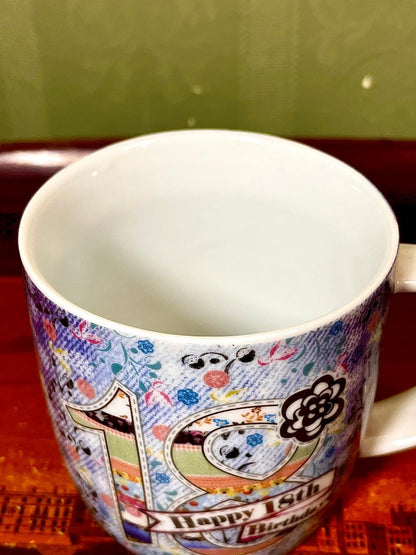 Laura Darrington 18th Birthday Floral Mug – 4"