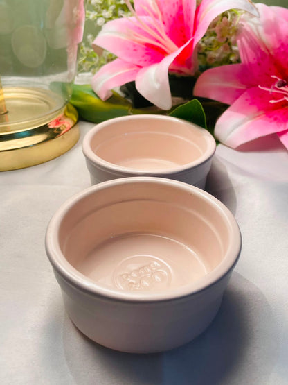 Pair of Cream Glazed Ceramic Ramekin Bowls Approx. 9 cm
