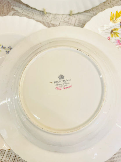 Richmond Wild Anemone Bone China Vintage  Deep Plate Set of 4