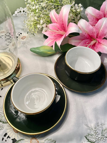 APILCO France Green & Gold Porcelain Cup & Saucer Set