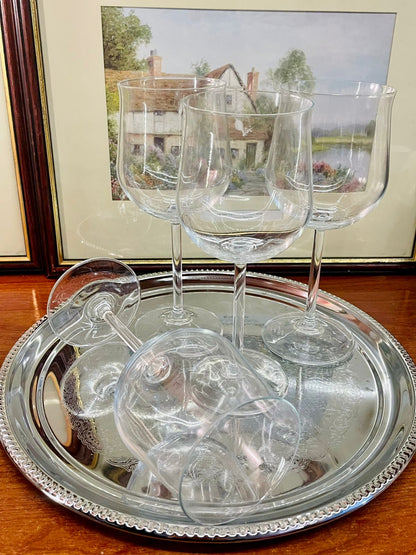 Set of 4, Crystal Serving Stem Glass / Goblets with Box