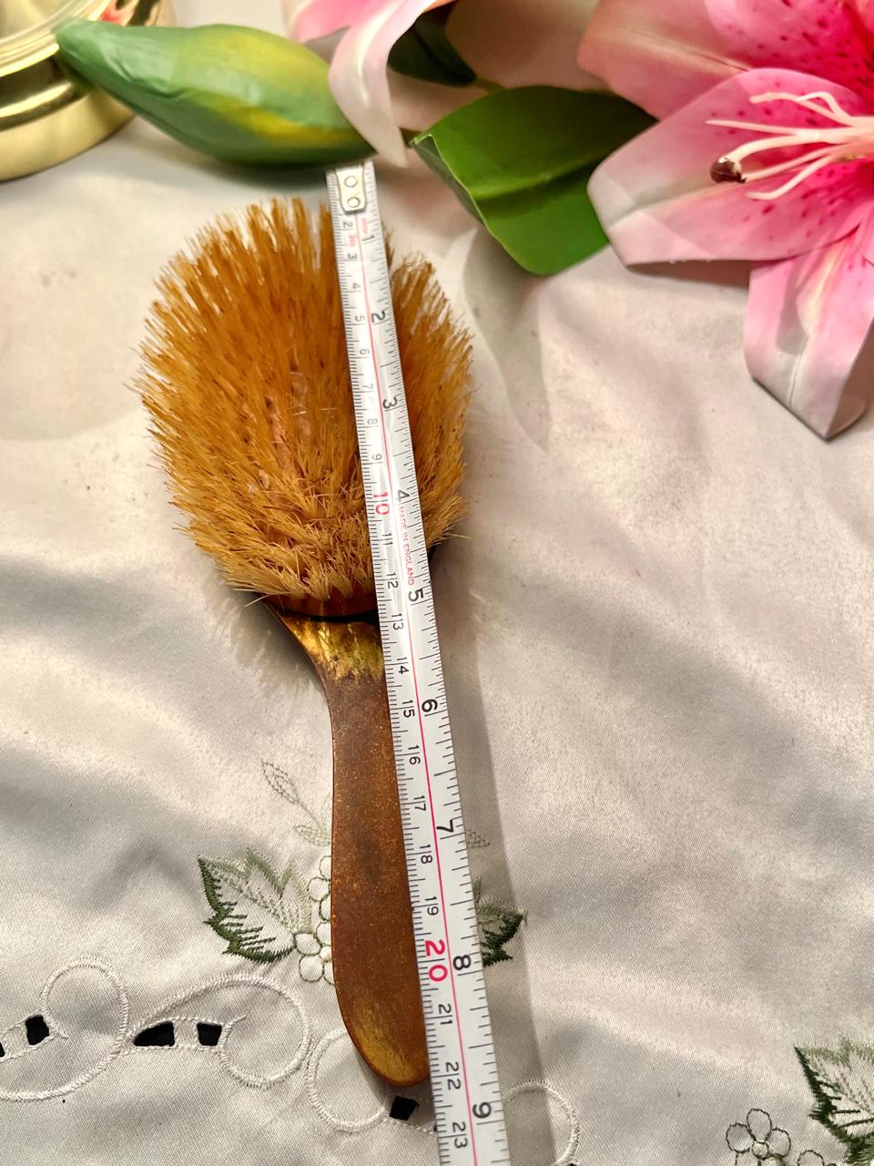 9 Inch Copper Natural Bristle Cleaning Brush with Wooden Handle