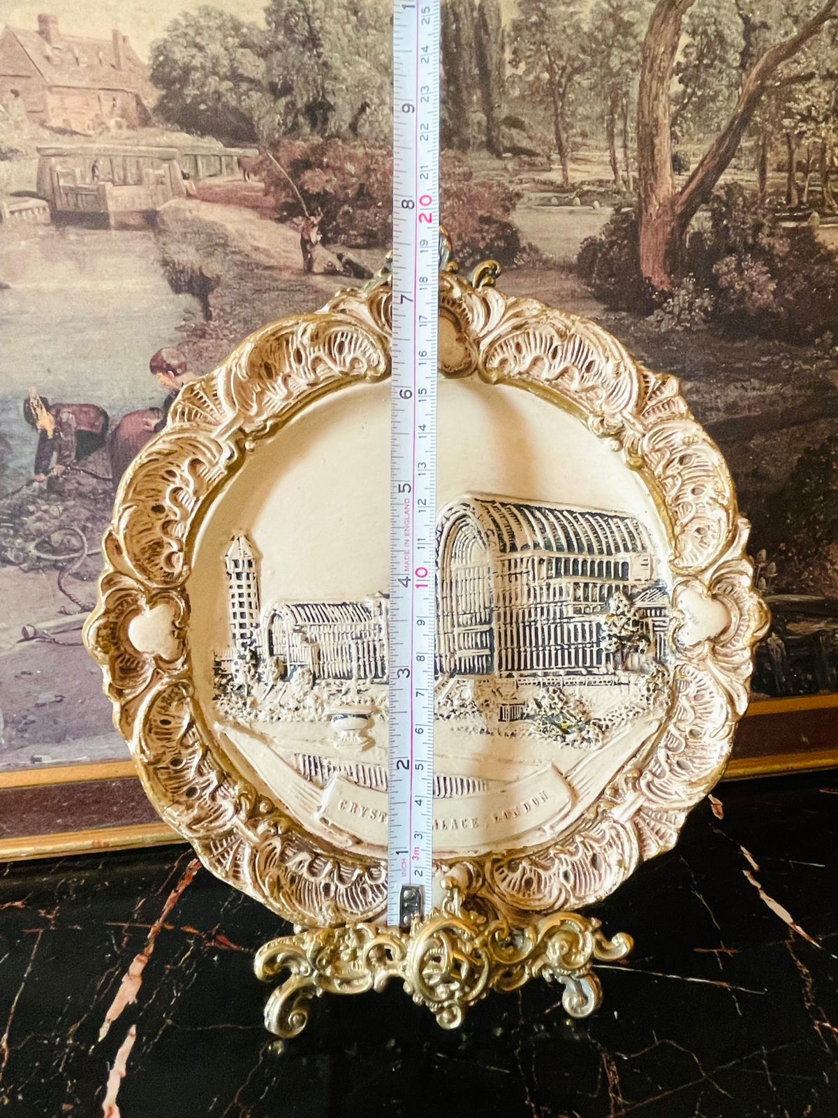 Antique Austrian Relief Plate – Crystal Palace, London Architectural Souvenir, Ceramic 7 inches