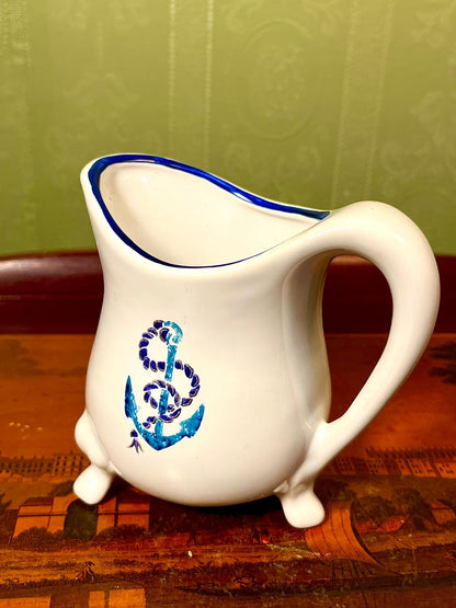 Vintage Ceramic Milk Jug with Blue Floral Design | 5 Inch Creamer