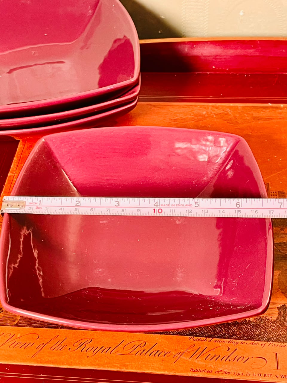 Dunelm Magenta Pink Square Ceramic Bowls 7 Inch – Set of 4