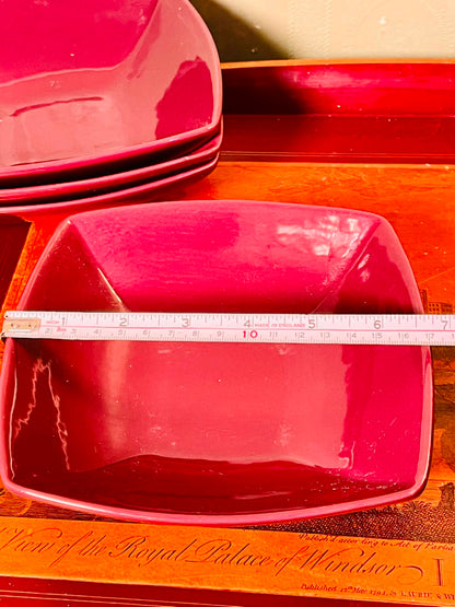 Dunelm Magenta Pink Square Ceramic Bowls 7 Inch – Set of 4