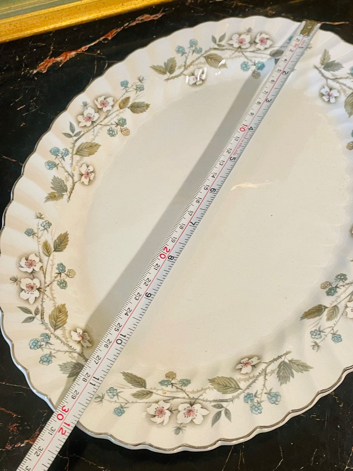 Vintage Johnson Bros “Snowhite Regency” Floral Oval Serving Platter – England