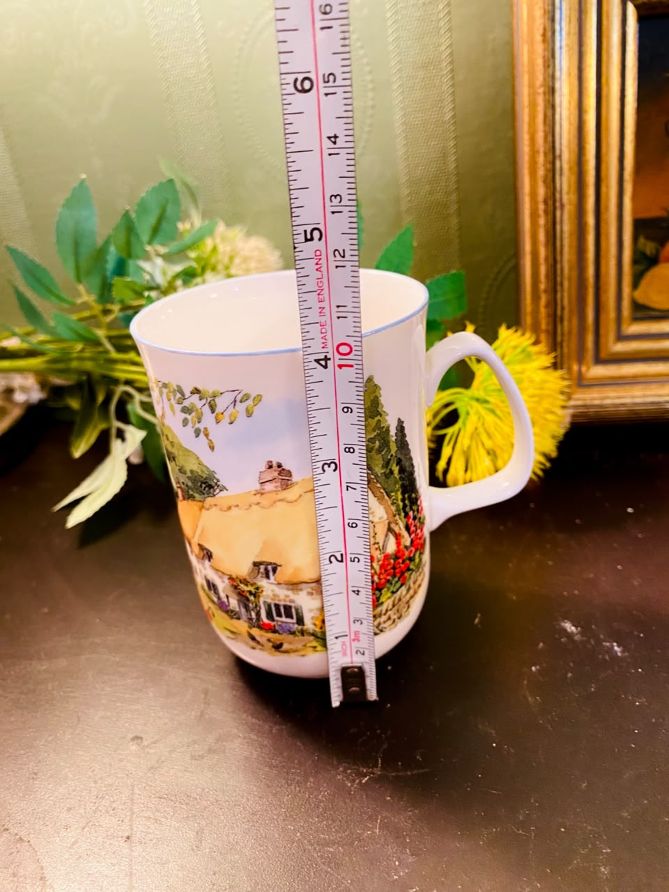English Cottage Scene Ceramic Mug 4 Inch Country House Design