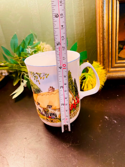 English Cottage Scene Ceramic Mug 4 Inch Country House Design