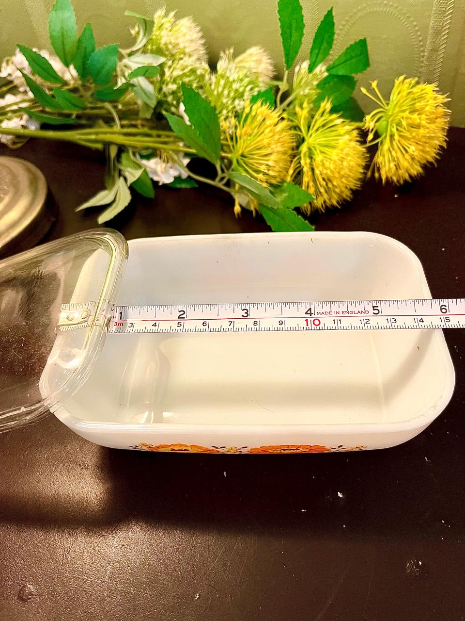 Pyrex Floral Lidded marble Baking Dish 16 cm