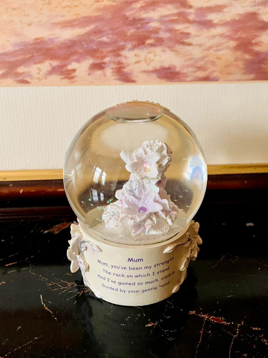 rare thrift finds, vintage snow globe, floral snow globe England, decorative glass globe, antique collectibles Pakistan, vintage poetry décor, timeless snow globe gift, European vintage drop, curated vintage collection, rare home décor Lahore Karachi Islamabad