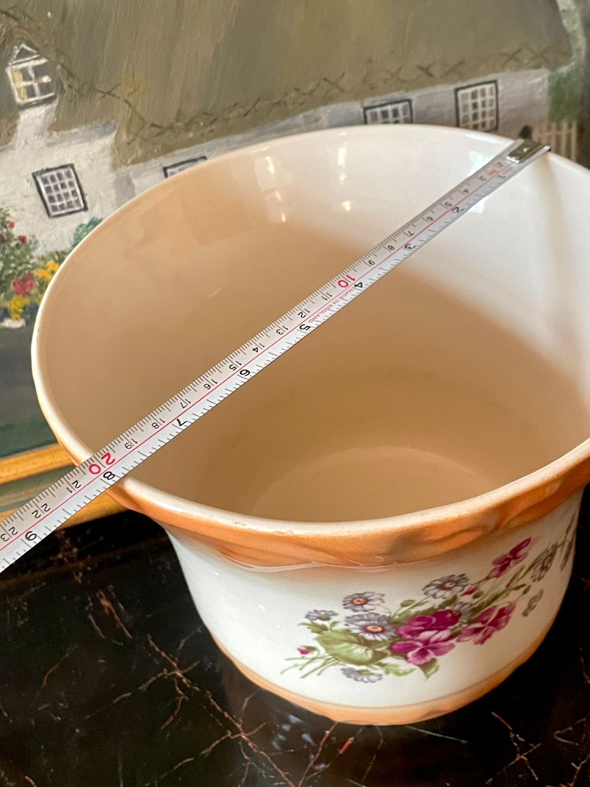 Vintage Floral Ceramic Planter / Cachepot – Made in Romania