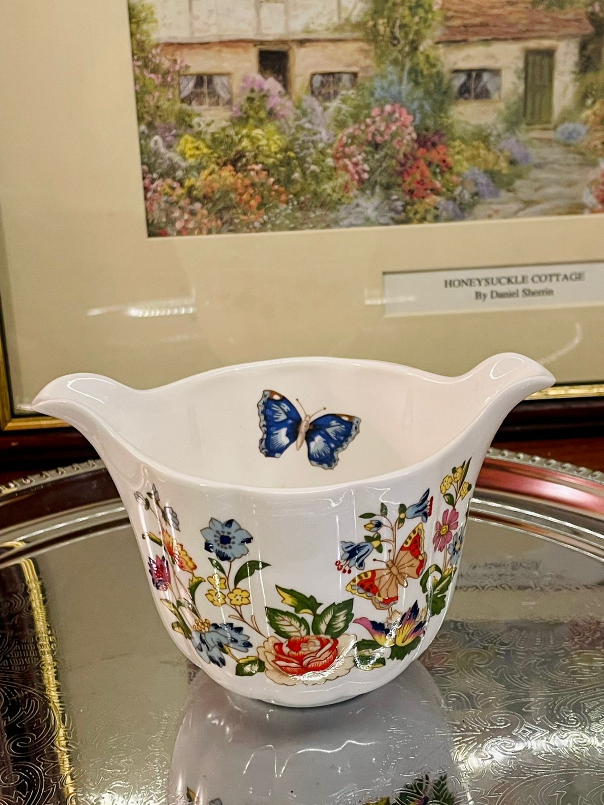 Aynsley, Aynsley Cottage Garden, Fine Bone China, Cream Jug, Milk Jug, English Bone China, Vintage Creamer, Cottagecore Decor, Butterfly Floral China, Made in England, Collectible China, Tea Time Accessories, Floral Serveware, Cottage Kitchen Decor, English China Gift