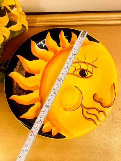 Vintage Italian Sun Face Plate Hand Painted Ceramic