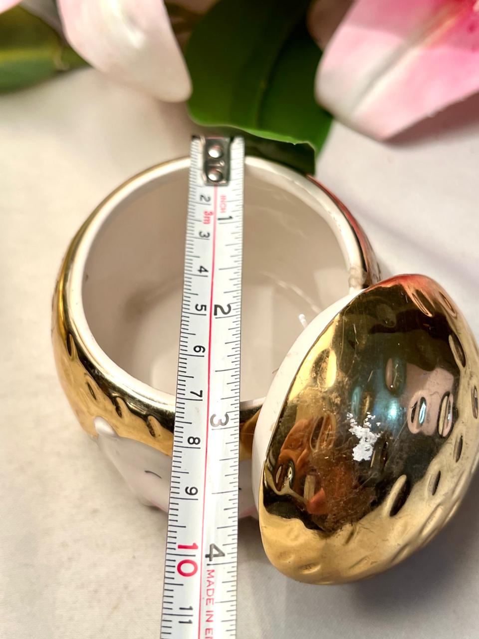Gold Ceramic Hedgehog Trinket Box with Lid