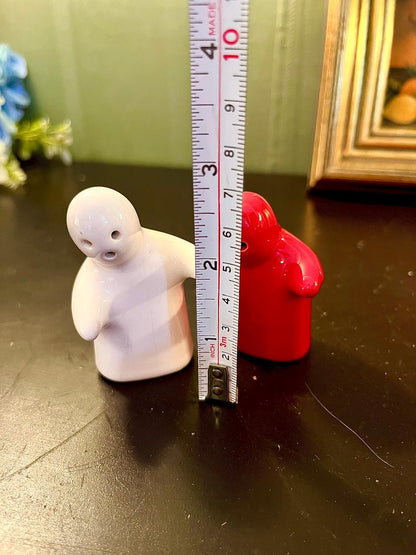 Red & White Ceramic Character Salt and Pepper Shakers – 3 Inch