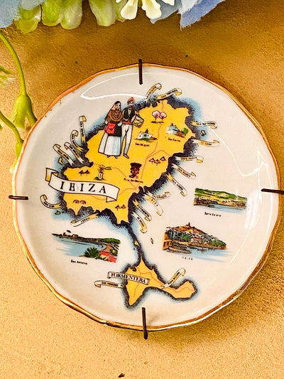 Vintage Ibiza Map Decorative Wall Plate – Bone China Collectible