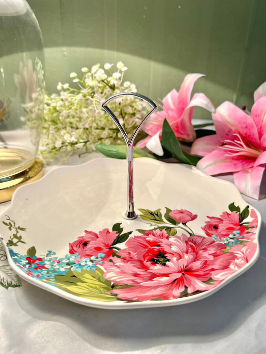 Rosie’s Pantry Floral Serving Plate with Handle 10"