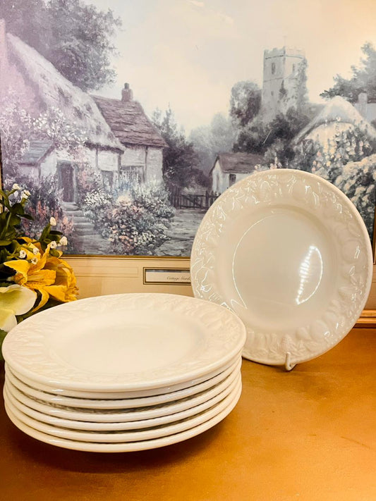 BHS Lincoln Tableware White Embossed Dinner Plates Set of 8