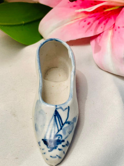 Blue pottery Blue & White Shoe Miniature Decor 4 in