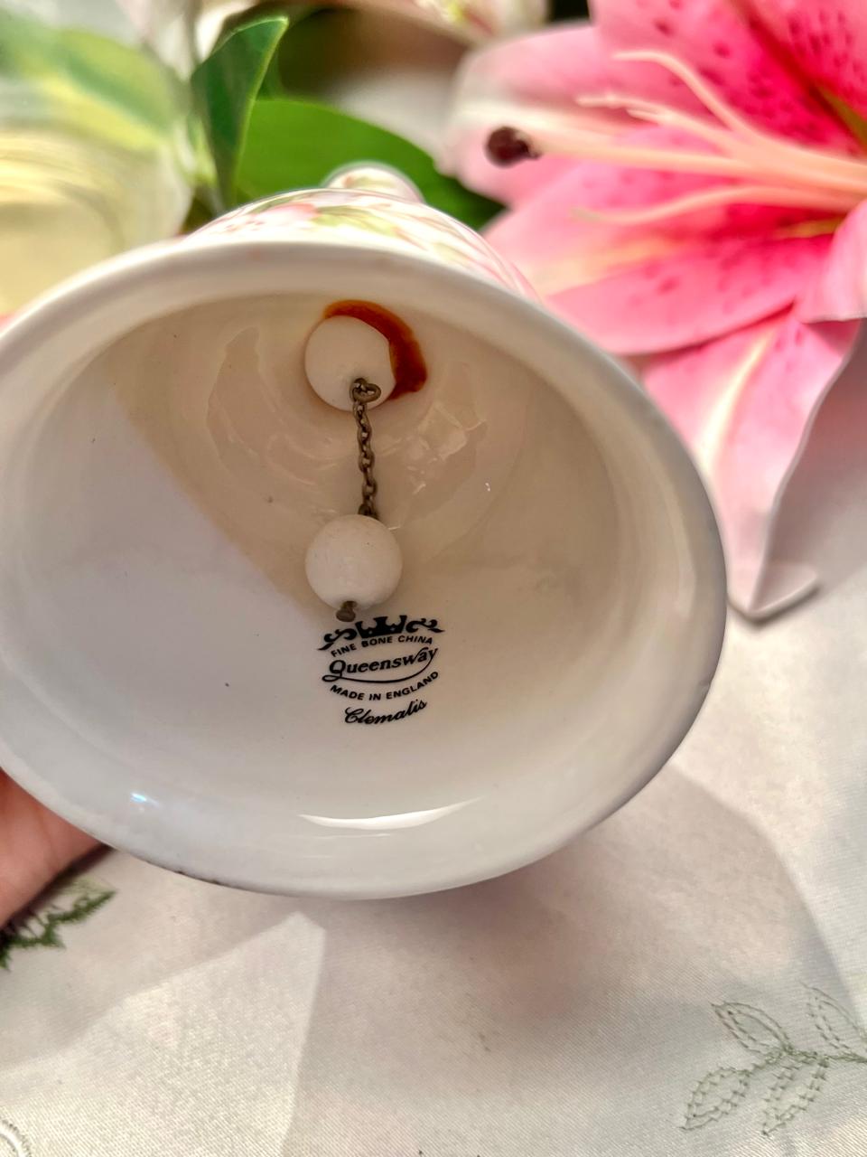 Queensway Clementia Fine Bone China Floral Bell 4.5"