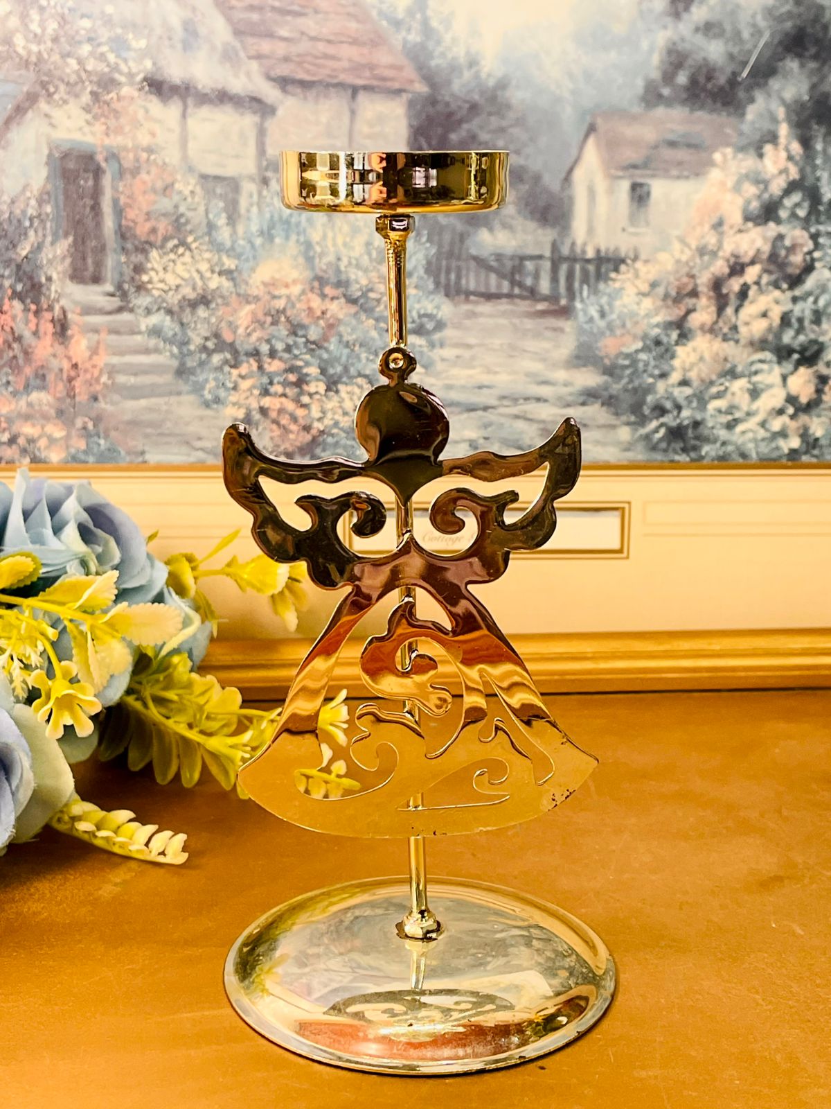 Vintage Gold Angel Candle Holder