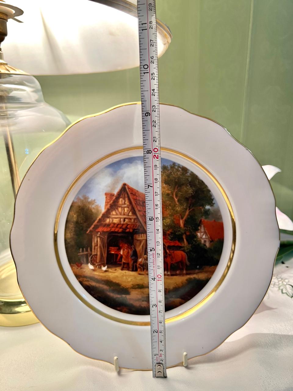 English Fine China Cottage Scene Wall Plate – 9 Inch