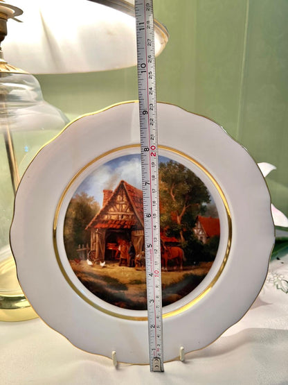 English Fine China Cottage Scene Wall Plate – 9 Inch