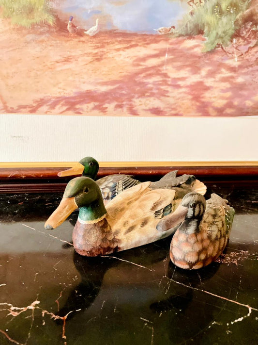 rare thrift finds, vintage wooden ducks, hand carved wooden bird figurines, painted duck collectibles, wildlife décor Pakistan, English wooden carvings, European vintage drop, curated vintage collection, antique wooden ducks, timeless vintage décor