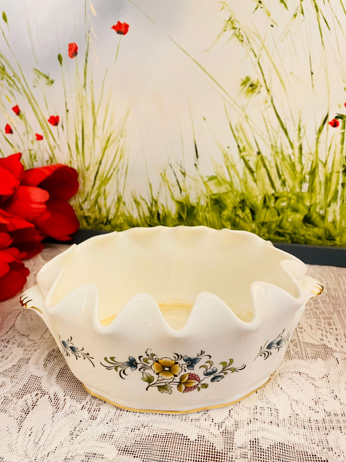 Rare find Minton Haddon Hall Bone China Floral Bowl