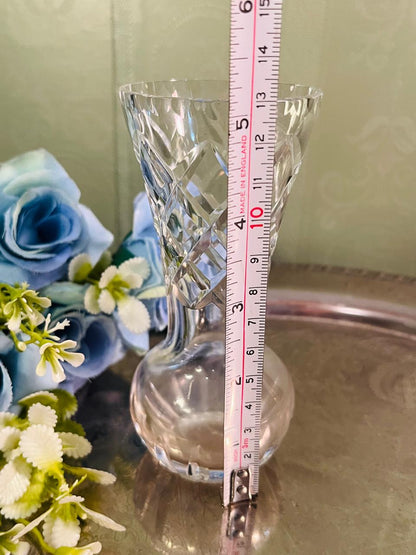 Vintage Cut Crystal Bud Vase 13 cm Diamond Facet Design