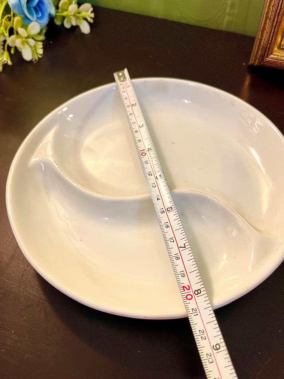 White Ceramic Divided Serving Dish – 3 Section Appetizer Bowl