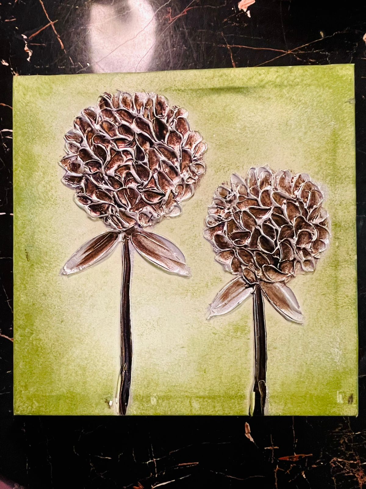 Textured Floral Canvas Wall Art in Green Tones