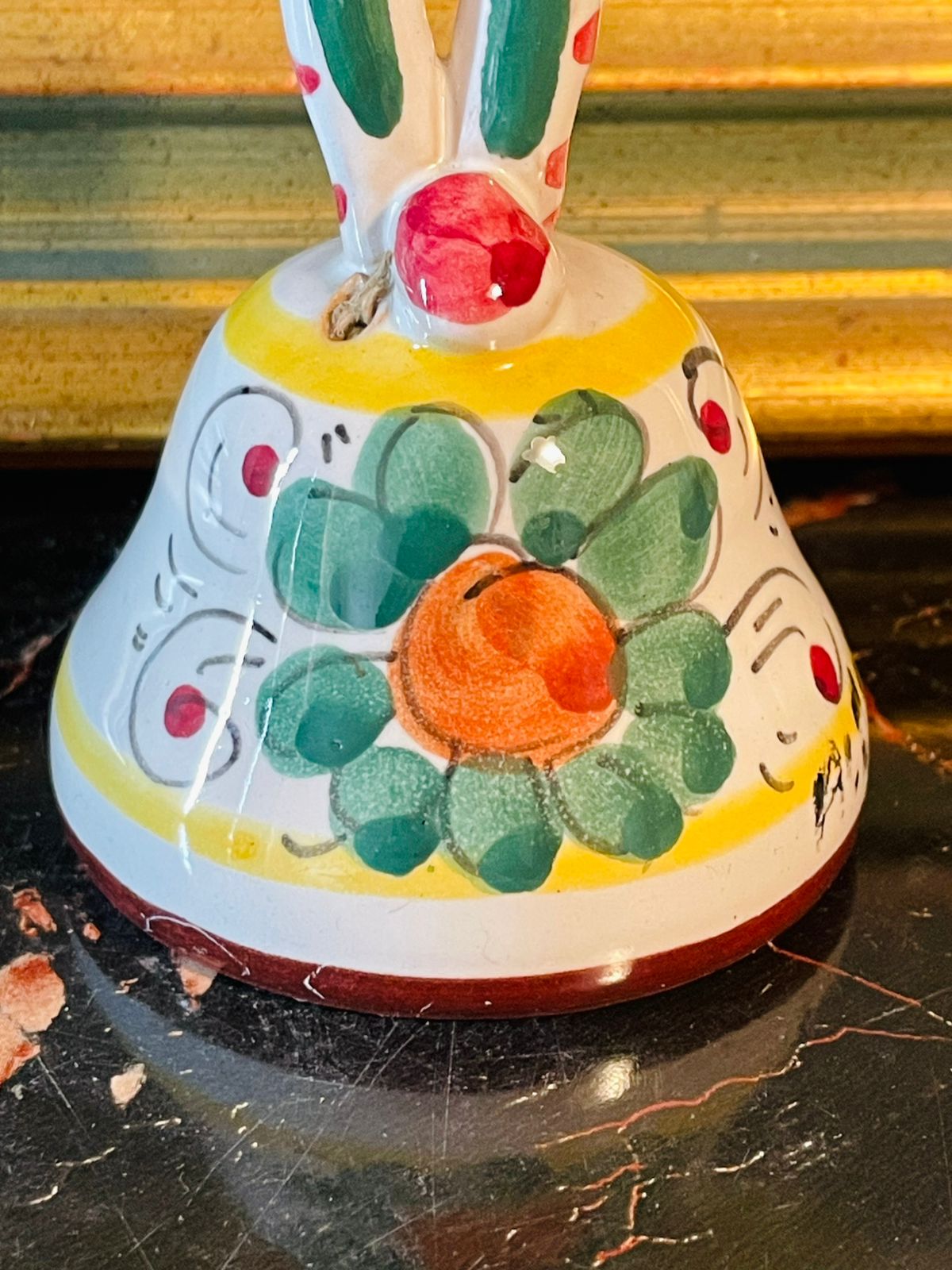 Hand-Painted Italian Ceramic Mini Bell – Colorful Floral Design – 3.5 Inches Tall