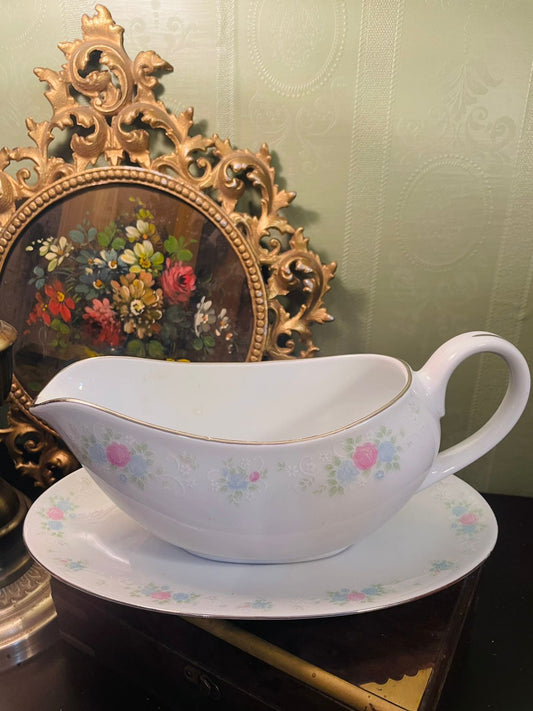 China Garden Prestige Floral Gravy Boat & Underplate Set