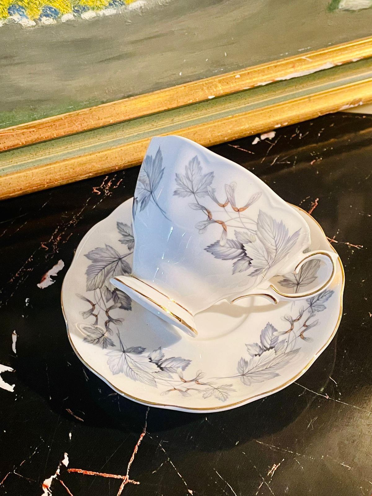 Royal Albert Bone China Tea Cup & Saucer Set – Silver Maple, England
