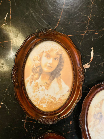 Set of 3 Vintage Oval Girl Portrait Wall Frames