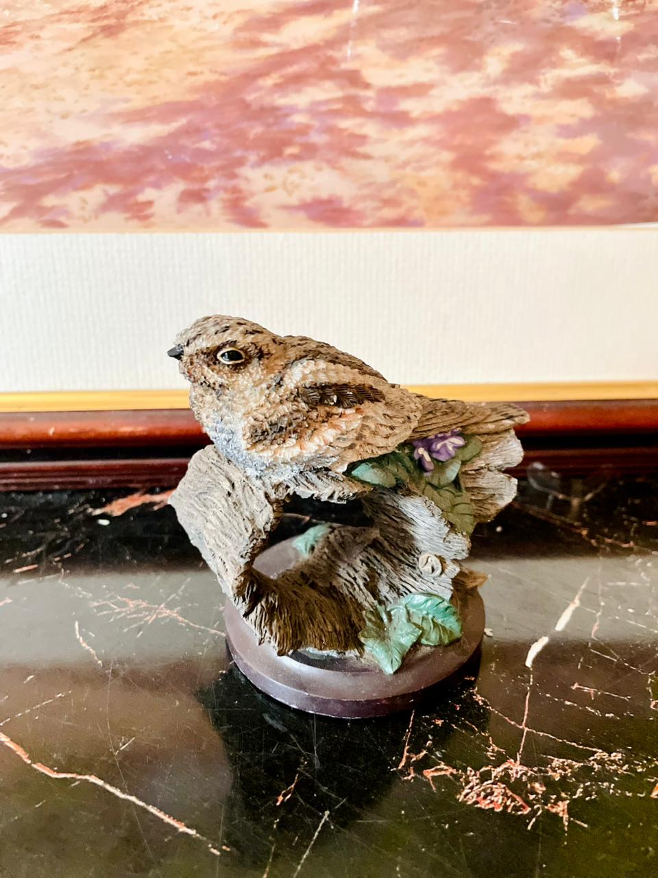 nightjar figurine, country bird collection england, eaglemoss 2003 bird figurine, rare thrift finds pakistan, vintage bird sculpture, collectible bird figurine england, hand painted bird decor, european vintage drop, thrift home decor pakistan, heritage european treasures