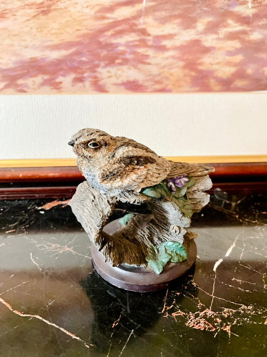 nightjar figurine, country bird collection england, eaglemoss 2003 bird figurine, rare thrift finds pakistan, vintage bird sculpture, collectible bird figurine england, hand painted bird decor, european vintage drop, thrift home decor pakistan, heritage european treasures
