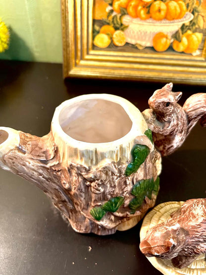 Vintage Squirrel Woodland Ceramic Teapot – 7 Inch