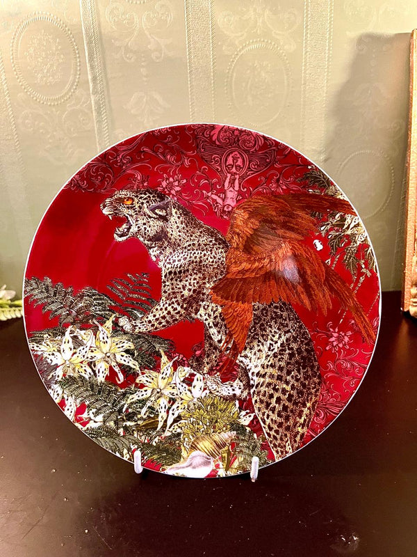 Red Leopard & Eagle Decorative Plate 8 Inch