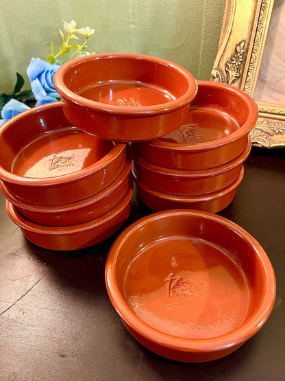 Vintage terracotta bowls set, alternate stacking arrangement