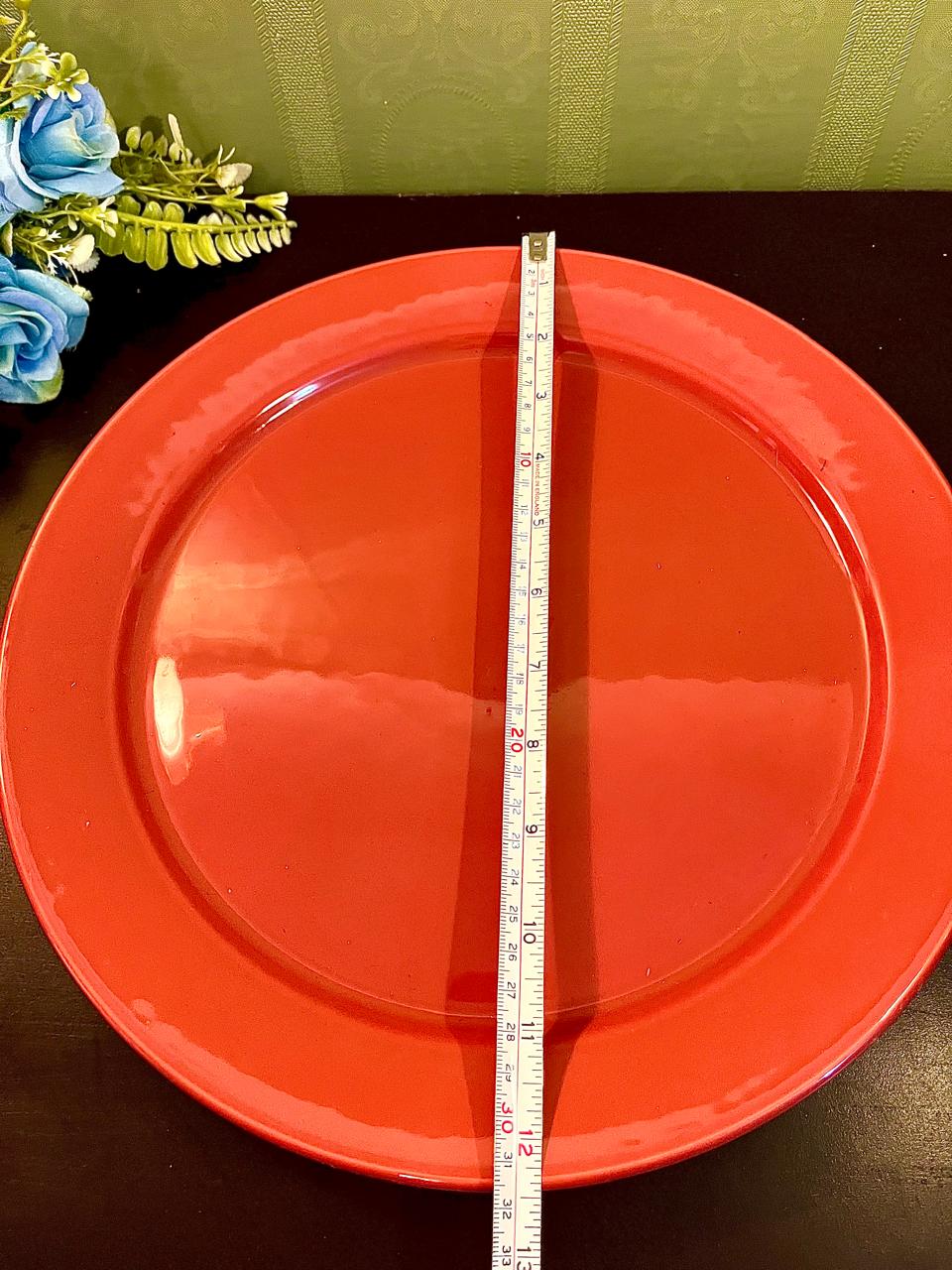 Vintage Large Red Ceramic Plater12 Inch