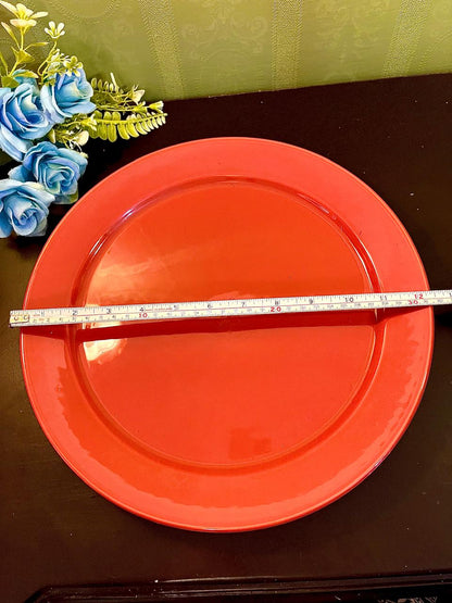 Vintage Large Red Ceramic Plater12 Inch